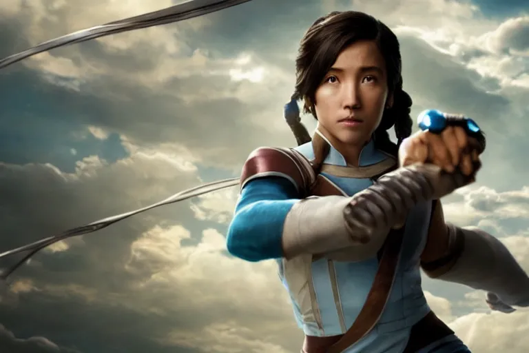 Image similar to live action film still of korra in the new fantasy movie, cinematic lighting