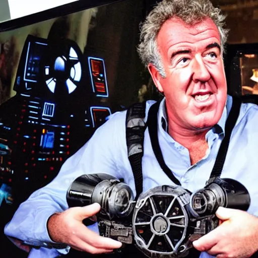 Prompt: jeremy clarkson on a tie fighter