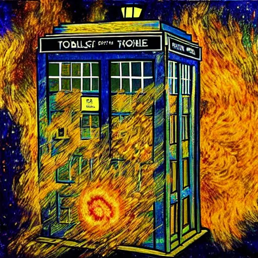 Prompt: a tardis exploding by van gough, insanely detailed