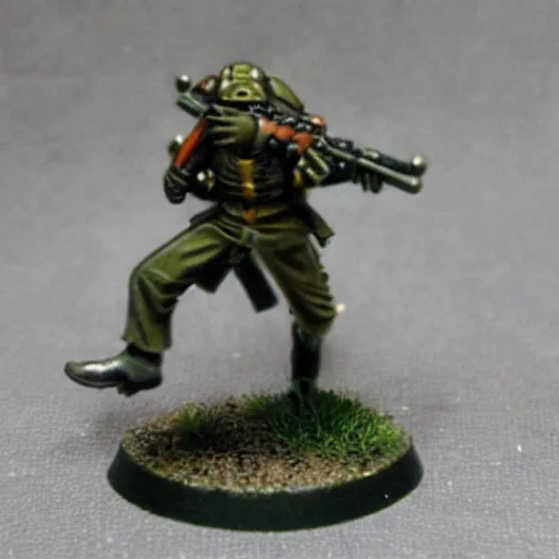 Prompt: an excited Death Korps of Kreig soldier