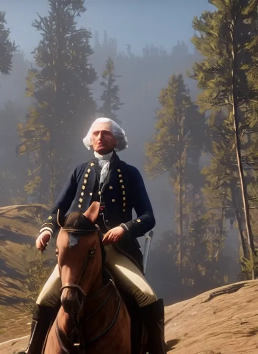 Image similar to film still of george washington in red dead redemption 2 ( 2 0 1 8 video game )