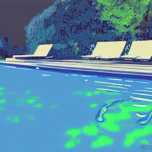 Image similar to swimming pool, digital painting by kevin gnutzmans