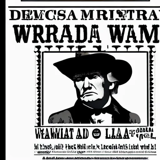 Prompt: Donald Trump on a wild wild West wanted poster with a 10 gallon hat caring to LeMat revolver