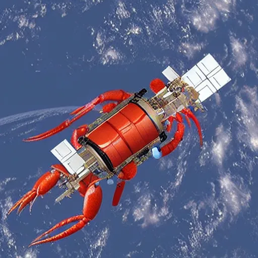 Prompt: a space station shaped like a lobster