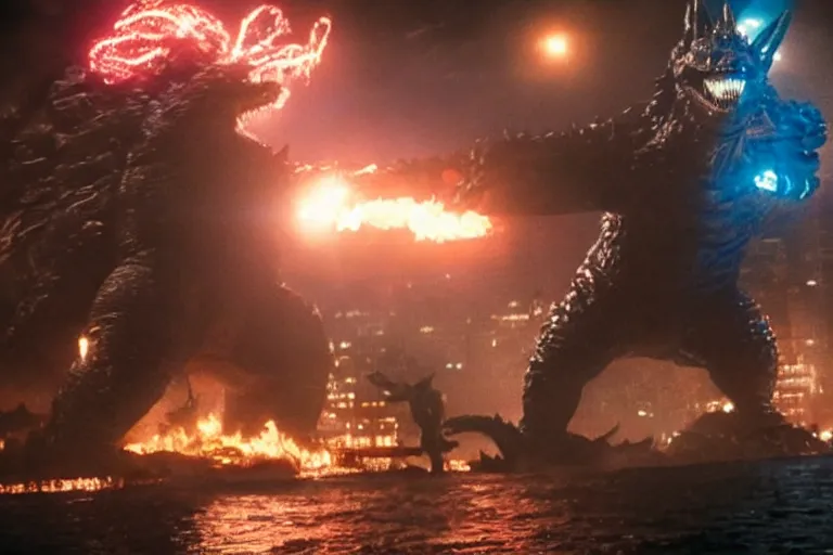 Image similar to film still of kirby fighting in new york city in the new godzilla pacific rim crossover movie