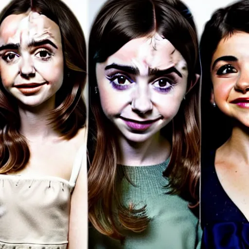 Prompt: beautiful portrait of a combination of tanya reynolds, lily collins, isabela moner, zoe kazan, natalia dyer