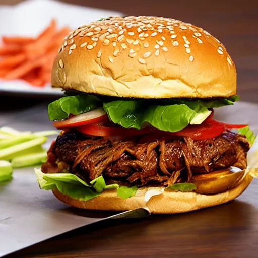 Prompt: pulled-pork burger