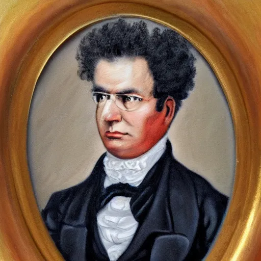 Image similar to realistic painting of old franz schubert at age 7 1, 1 / 4 headshot