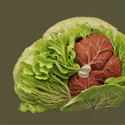 Prompt: the anatomy of a head of lettuce, an ultrafine detailed painting by james jean, octopath traveler, behance contest winner, vanitas, angular, altermodern