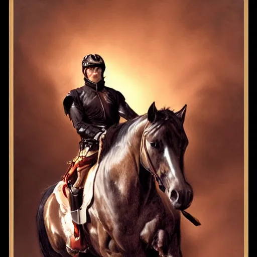 Image similar to a resplendant impressive portrait of a noble horse rearing up. fantasy art, alex ross, heroic lighting, very very very beautiful raytraced rendering