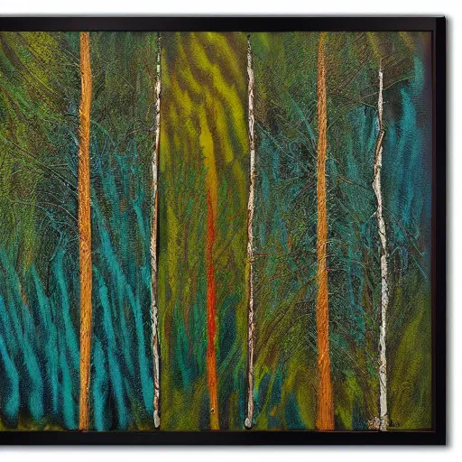 Prompt: Featured abstract art representing the boreal forest & muskeg