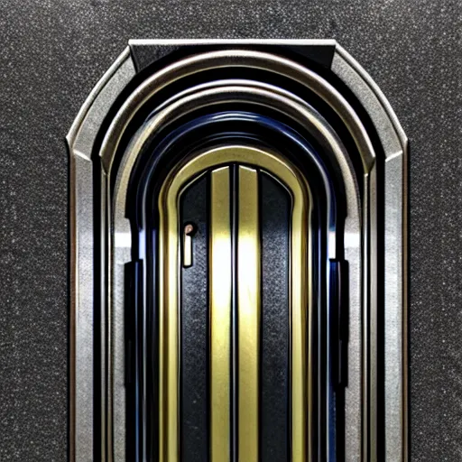 Image similar to hyper realistic ornate sci - fi door