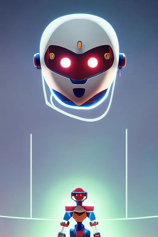 Image similar to metabots medabots medarotto medarot robot minimalist comics helmet mask neon cybereye, behance hd by jesper ejsing, by rhads, makoto shinkai and lois van baarle, ilya kuvshinov, rossdraws global illumination ray tracing hdr radiating a glowing aura