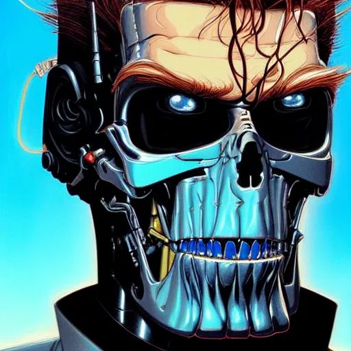 Scary Man Face Painting Terminator Stock Photo 299116799