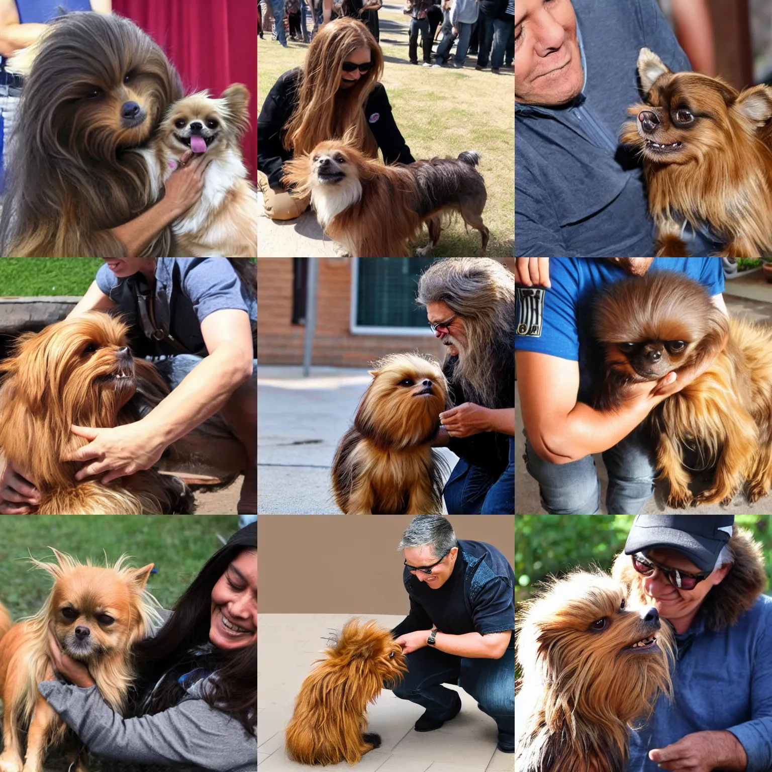 Prompt: chewbacca petting a chihuahua