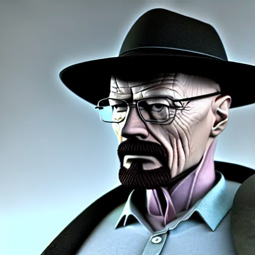 Image similar to walter white in metaverse , 3d render , octane render , 4k , HD , realistic