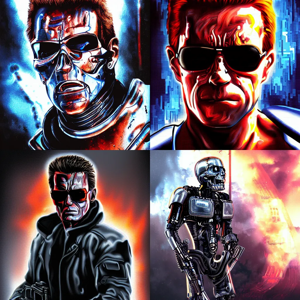 Prompt: terminator, 4 k, digital art