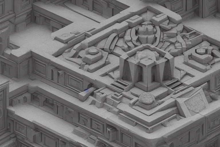 Image similar to depthmap of geometric ancient temple, elegant, highly detailed, smooth, sharp focus, beautiful, geometric, trending on artstation, cinematic, artwork by WLOP