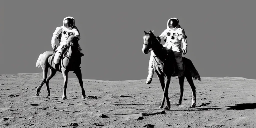 Prompt: photo astronaut riding a horse on the moon