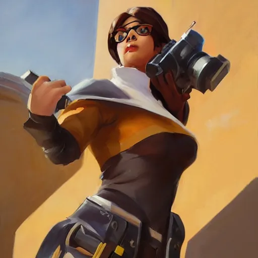 Prompt: greg manchess portrait painting of hermine granger as overwatch character, medium shot, asymmetrical, profile picture, organic painting, sunny day, matte painting, bold shapes, hard edges, street art, trending on artstation, by huang guangjian and gil elvgren and sachin teng