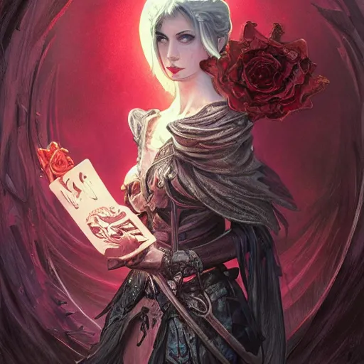 Image similar to Death tarot card design portraying Hello Grim Kitty, D&D, MtG art,fantasy, intricate, elegant, highly detailed, digital painting, artstation, concept art, smooth, sharp focus, hyperrealistic,illustration, art by artgerm and greg rutkowski and alphonse mucha