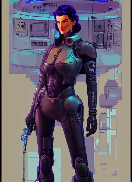 Prompt: powerful cyberpunk pilot. portrait by jean giraud and anton otto fischer and john philip falter and will eisner and gil elvgren and pixar. full body. realistic proportions. science fiction d & d. overwatch, rb 6 s, cyberpunk 2 0 7 7, blade runner 2 0 4 9 concept art. cel shading. thick lines.