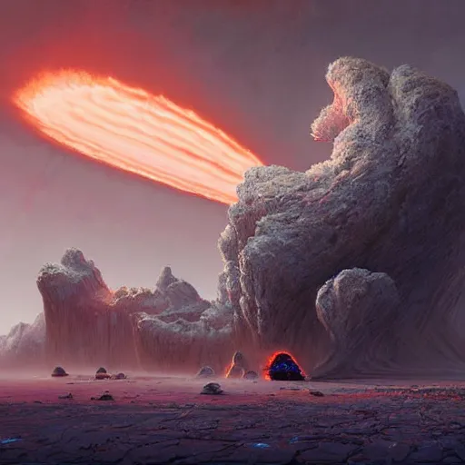 Image similar to A digital painting of a meteorite containing an insect hive burning up in the atmosphere, Wayne Barlowe Greg Rutkowski Jessica Rossier