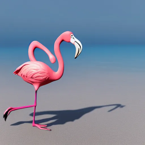 Prompt: flamingo with arms, unreal engine, octane render