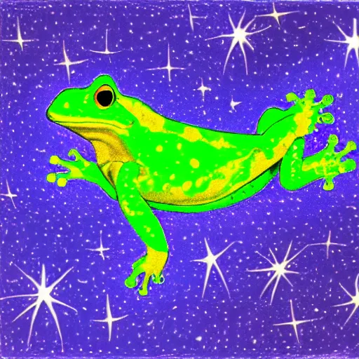 Prompt: the galaxy in the shape of a frog drawn on mspaint