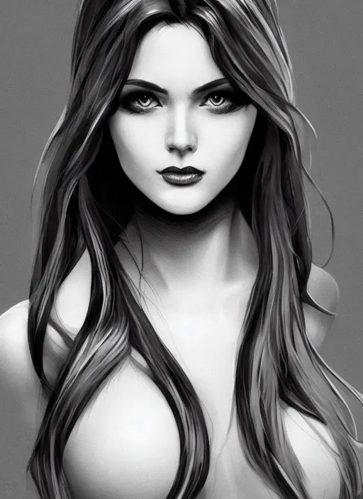 Image similar to headshot of a beautiful woman in black and white, art by diego fazio and diegoKoi, concept art, sharp focus, artgerm, 8k highly detailed