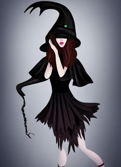 Image similar to young witch ; occult magic ; black dress ; nice face ; a crow sitting on her head ; dark colors ; cinematic light