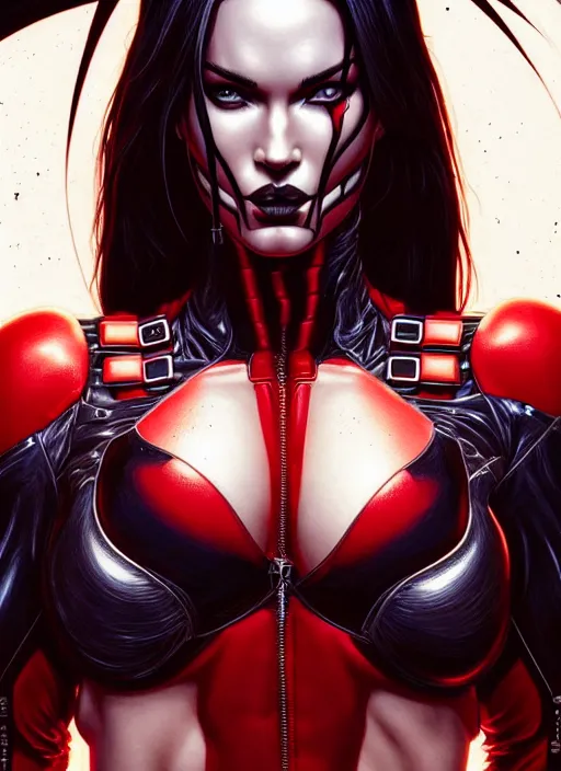 Image similar to symmetry!! gantz portrait of megan fox as spawn, unholy, intricate, highly detailed, dynamic lighting, digital art, digital painting, artstation, terence nielsen, sharp focus, illustration, art by artgerm and greg rutkowski and moebius, 8 k