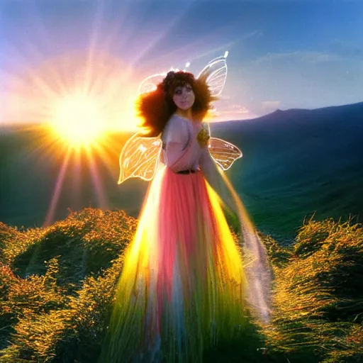 Image similar to lovely and mystical nature fairy in a beautiful alpine high moorland landscape, Fai, sunrise, Provia, Velvia, Fujiifilm Superia