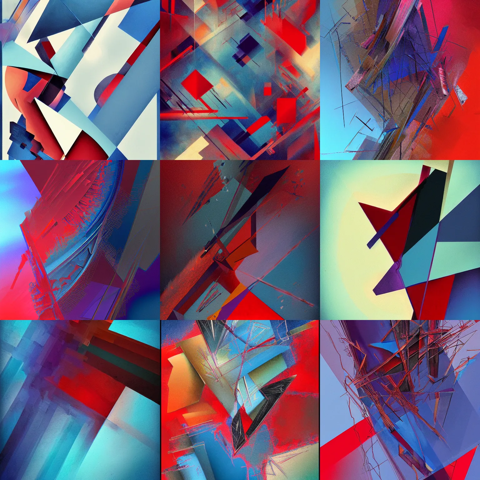 Image similar to the brittle. digital painting, vertical, intricate, beautiful, detailed, grunge, sharp focus, abstract art by kuvshino and el lissitzky and artgerm and kandinsky, trending on artstation. blue, dark red and dark purple color scheme, gradient darker to bottom