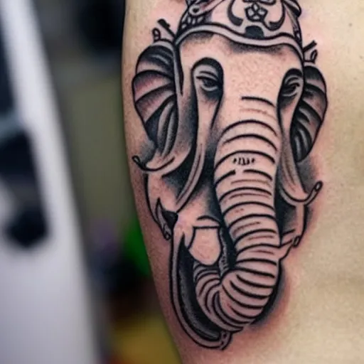 Prompt: Ganesha tattoo