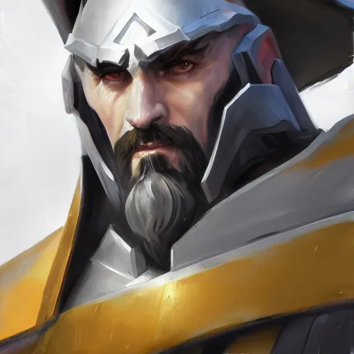 Image similar to greg manchess portrait painting of armored saruman as overwatch character, medium shot, asymmetrical, profile picture, organic painting, sunny day, matte painting, bold shapes, hard edges, street art, trending on artstation, by huang guangjian and gil elvgren and sachin teng