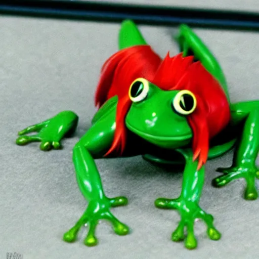 Prompt: Asuka Langley Soryu riding a frog