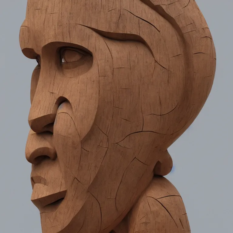 Prompt: public sculpture minimalist portrait of a powerful inuk woman, beautiful symmetrical face accurate face detailed face realistic proportions, carved out of birch wood on a pedestal by stephan balkenhol and martin puryear, hyperrealistic dramatic lighting shocking detail trending on artstation 8 k