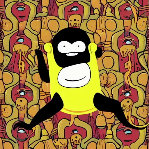 Image similar to a cartoon monkey in the style of adventure time