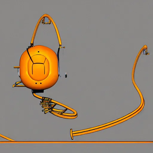 Image similar to hyper detailed boxcutter hard surface modelling rear view of yellow orange and gold astronaut helmet, arstation, cables wires decals