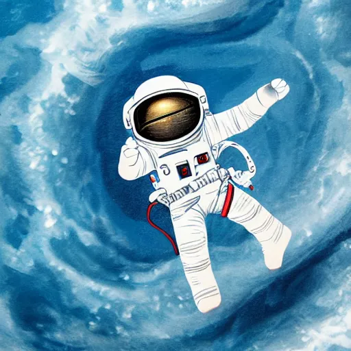 Image similar to An astronaut in the ocean, detailed