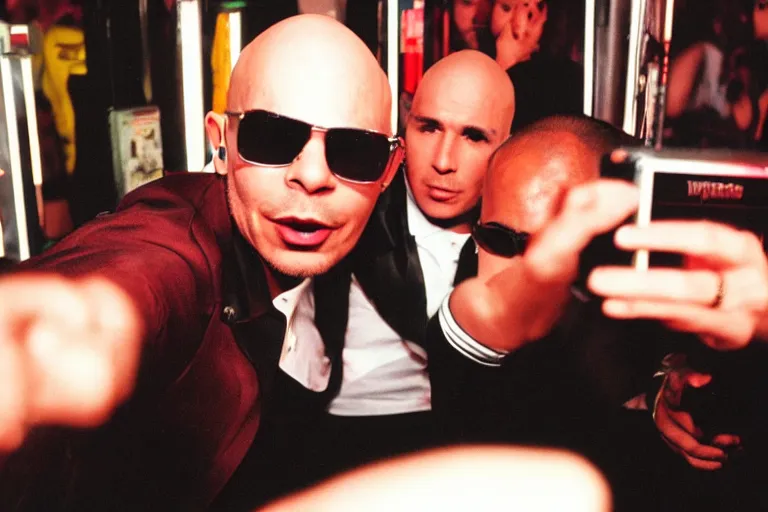 Image similar to pitbull taking a selfie with a fan while trapped in a pinball machine in 1 9 8 5, y 2 k cybercore, industrial low - light photography, still from a kiyoshi kurosawa movie