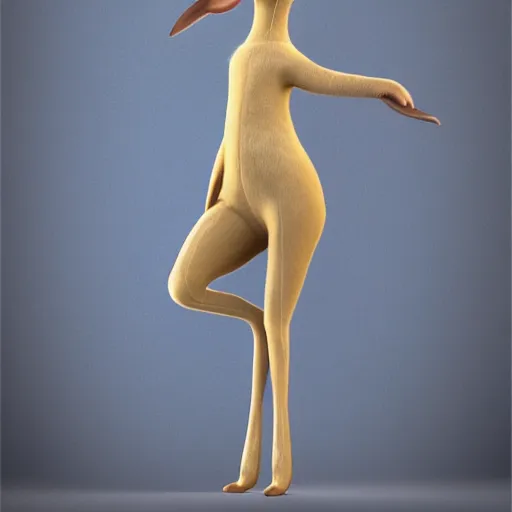 Image similar to beautiful fit female anthropomorphic rabbit wearing dress, full body, furry, ultra realistic, vray, 5 5 mm