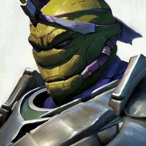 Image similar to greg manchess portrait painting of armored donatello of tmnt as overwatch character, medium shot, asymmetrical, profile picture, organic painting, sunny day, matte painting, bold shapes, hard edges, street art, trending on artstation, by huang guangjian and gil elvgren and sachin teng