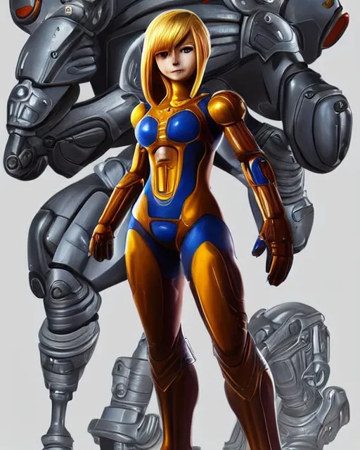 Prompt: full body portrait of samus aran, highly detailed, beautiful, trending on artstation