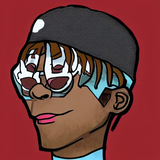 Prompt: ski mask the slump god as a cartoon