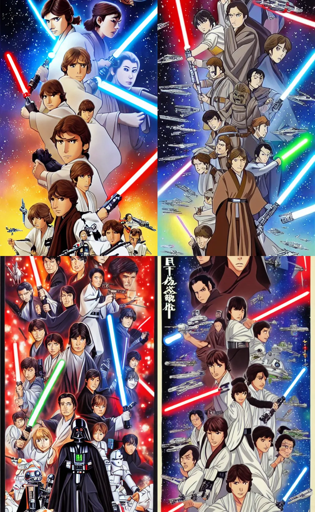 Prompt: A Star Wars Japanese Anime Poster of Episode 3