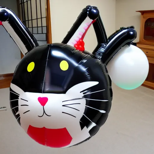 Prompt: balloon cat, inflatable cat, rubber cat, latex cat, vinyl cat, plastic cat, elastic cat