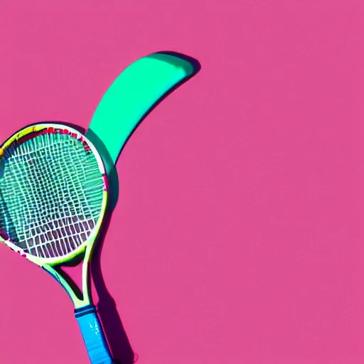 Prompt: three cups of yougurt jats next to a tennis racket, a stock photo by pia fries, trending on pinterest, lyco art, y 2 k aesthetic, vaporwave, aesthetic, side view