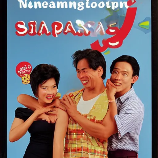 Image similar to a 1 9 9 0 s singaporean promotional poster for a sitcom